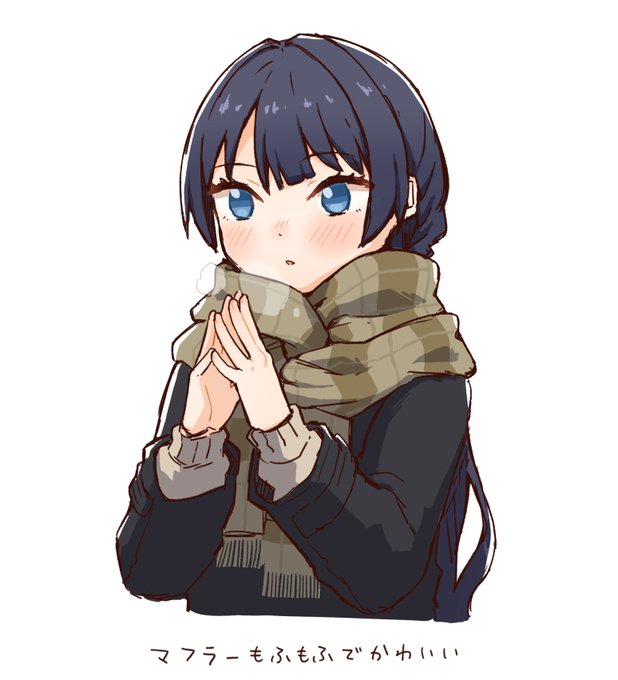 「blue hair plaid scarf」 illustration images(Latest)