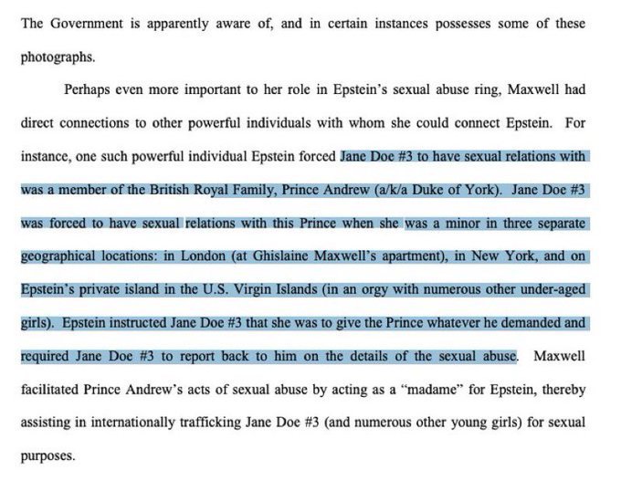 🚨 Prince Andrew say it ain't so. News reports state that Prince Andrew had an orgy with 'numerous' underaged girls on Jeffrey Epstein's island in the U.S. Virgin Islands according to these court documents. 2024 is only 3 days in and we are getting all these freshly baked…