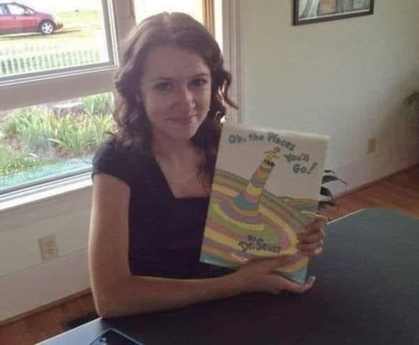 "I graduated High School this week.

When my dad said he had a present for me I thought I was getting some cheesy graduation card. 

But what I received was something truly priceless. 

Following the ceremony he handed me a bag with a copy of "Oh The Places You'll Go" by Doctor