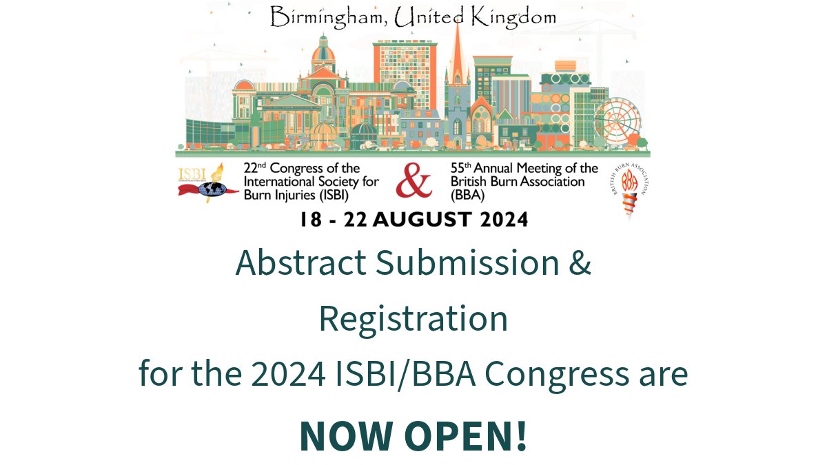 Abstract Submission and Registration for the 2024 ISBI/BBA Congress are OPEN!

Abstract Deadline is March 31, 2024.
Start submitting your abstract at worldburn.org/abstracts/call…

Register for the Congress at worldburn.org/events/7/2024_…