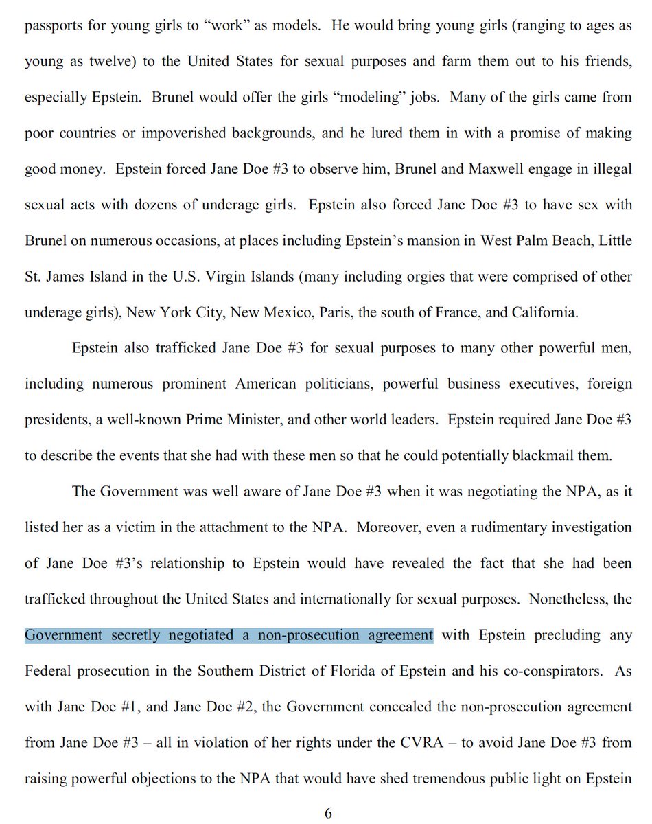 EricRWeinstein's tweet image. For those more interested in the relationship of Epstein to the Intelligence Community than in lurid celebrity  details, I recommend searching document 1320-9.pdf for claims about a secret non-prosecution agreement, or 'NPA'.  Grateful for any other such pointers. Thx in advance.