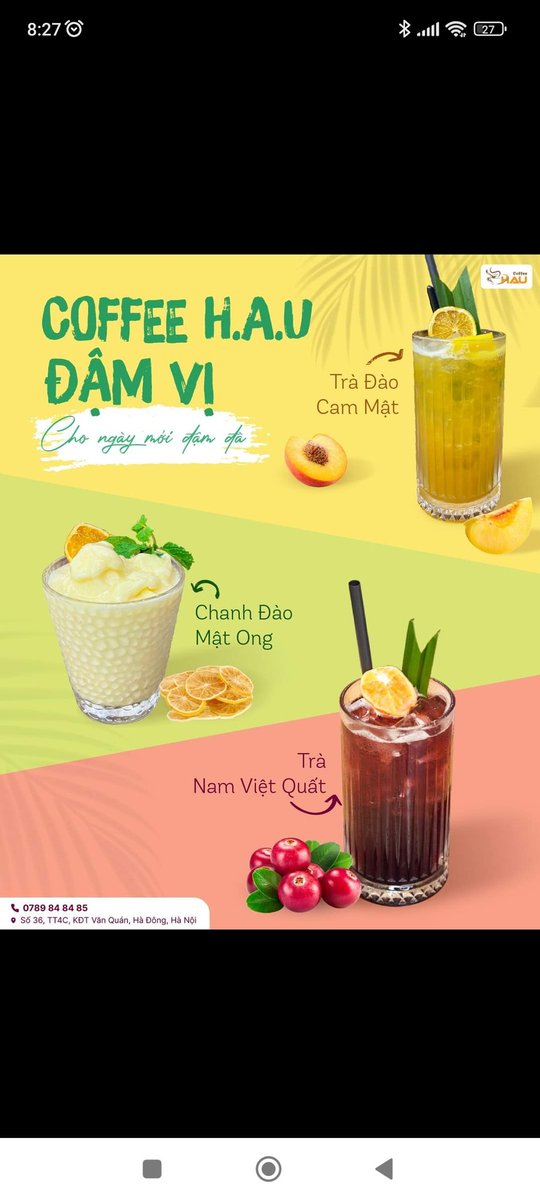 minapham86's tweet photo. COFFEE H.A.U ĐẬM VỊ - CHO NGÀY MỚI ĐẬM ĐÀ
💟 Trà Nam Việt Quất thơm ngon đậm vị
🌅 Trà Đào Cam Mật đậm đà, ngọt thanh 
🍃 Chanh đào mật ong trọn vẹn chất - vị - hương
Coffee H.A.U | TRỌN VỊ NGON - HỢP Ý BẠN
🏠 Địa chỉ: Số 36, TT4C, KĐT Văn Quán, Hà Đông, HN https://t.co/7Ceu3Z3com