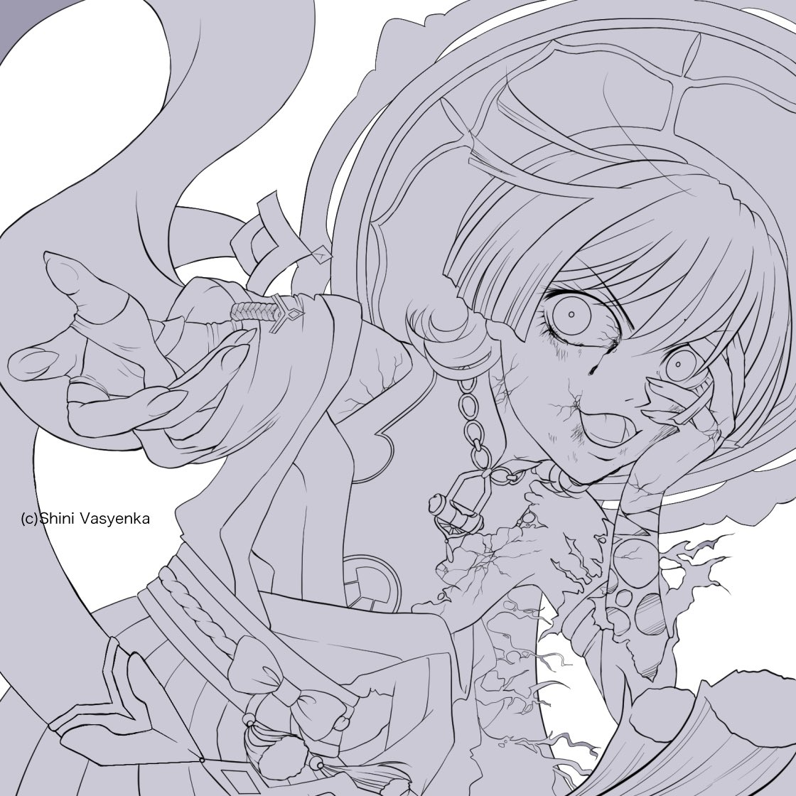 Vasyenka's tweet photo. HAPPY BIRTHDAY BABYGIRL! I started this a week ago but due to being sick and unable to sit up  for periods of time, this is as far as I got. I’ll be working on this again soon!
#GenshinImpact #wanderer #Scaramouche #WandererBirthday #fanart https://t.co/wHAcXCjWJb