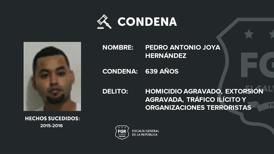 elsalvador's tweet photo. #DePaís La @FGR_SV logró que varios pandilleros sean condenados hasta 699 años de prisión por varios delitos cometidos entre el 2015 y el 2016 en los municipios de Lislique, Anamorós, Santa Rosa de Lima, en el departamento de #LaUnión, y en el municipio de Corinto, #Morazan. @elsalvador.