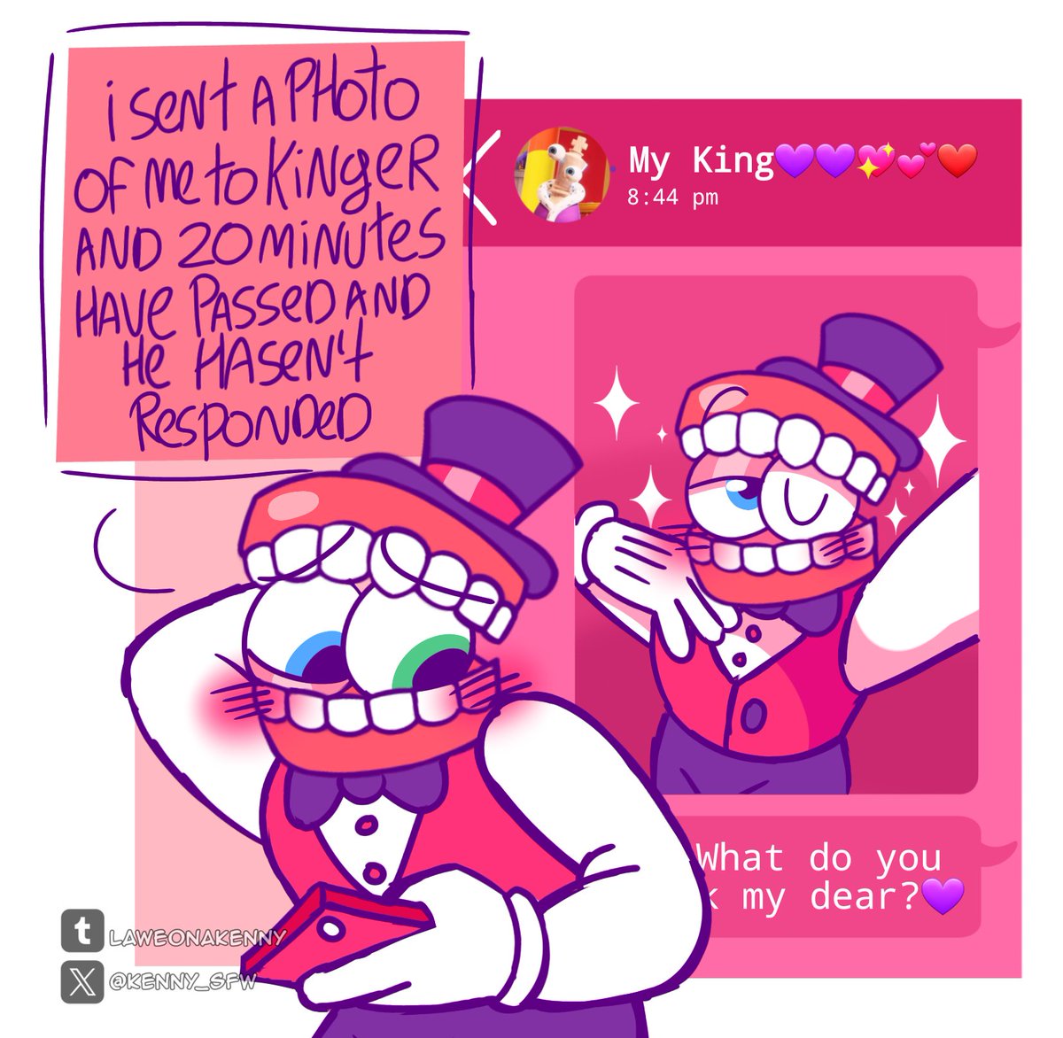 Kenny_SFW's tweet photo. Photo? 🤨💕 #TheAmazingDigitalCircus #TADC #tadckinger #tadccaine #cainexkinger #royalteeth https://t.co/B6cf9BuguB