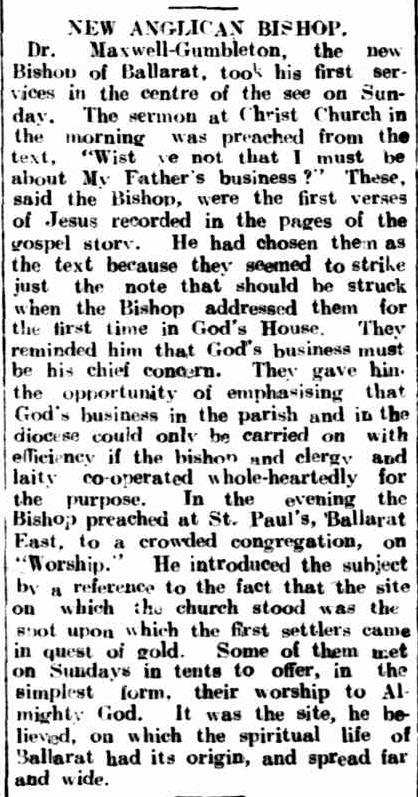 AustAnglican's tweet image. 4 January 1917: the Rt Revd Maxwell Homfray Maxwell-Gumbleton (1872-1952) installed and enthroned @CCCathballarat as third Bishop of Ballarat. #anglican @ballaratang #107years