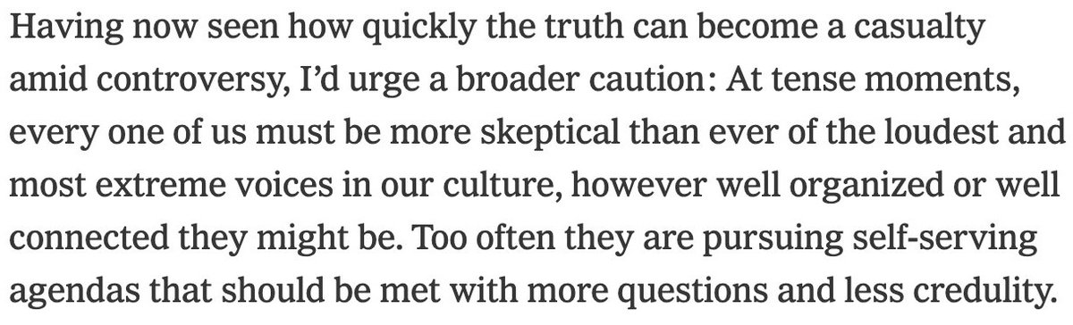 From Claudine Gay's NYT opinion piece. At least she got this part right, we should be skeptical of the loudest and most exteme voices these day. Including hers.