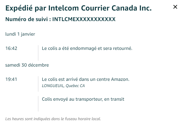 La seule fois que je commande sur Amazon, le colis est endommagé par Intelcom et un remboursement me sera fait sous 14 jours.

14 jours!! 😤