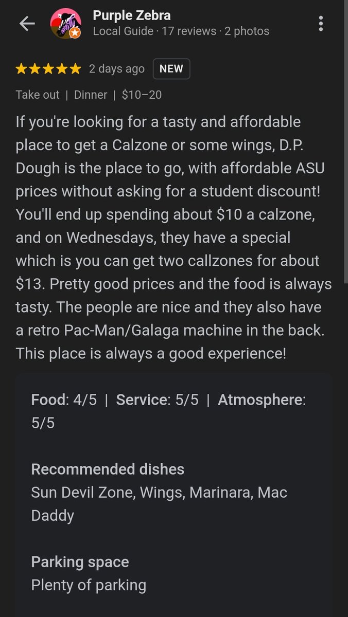 DPdoughTempe's tweet photo. Thank you Purple Zebra 🦓 for the ⭐️⭐️⭐️⭐️⭐️ Google review and the picture 📸! 

We truly appreciate our customers here in #Tempe and hope you all had an amazing holiday week and look forward to seeing you for your celebrations in 2024, too! https://t.co/NgLqJGRFF7