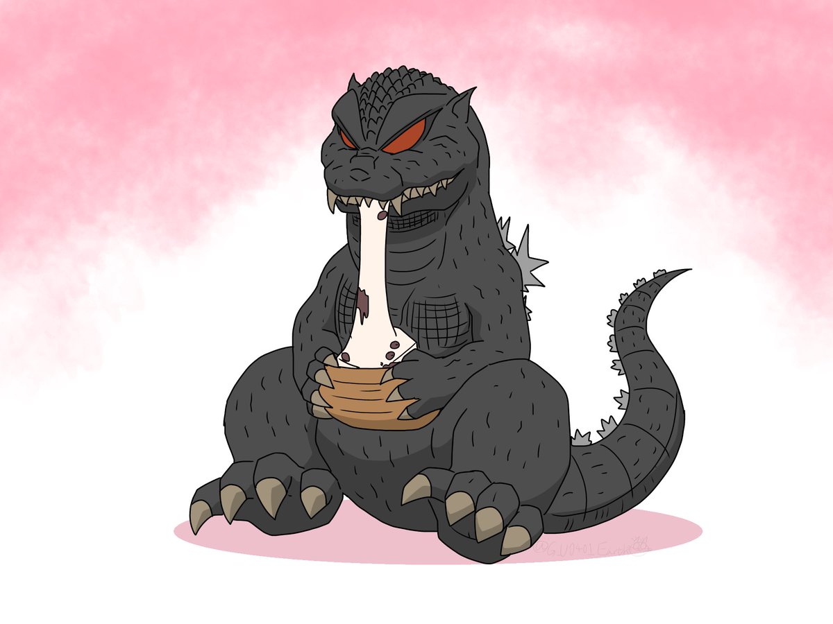 「もちィィィィィィィッ#ゴジラ #Godzilla 」|猫怪獣ノラのイラスト