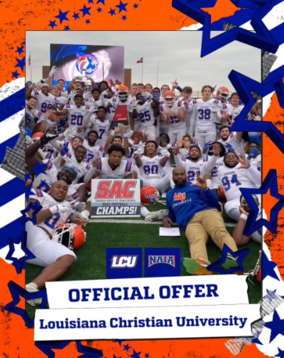 __jacksonking__'s tweet photo. After a great conversation with @CoachWeaverLCU I'm blessed to announce I have received an offer from Louisiana Christian University!
@CoachLeeDoty https://t.co/GqP6MhEnYJ