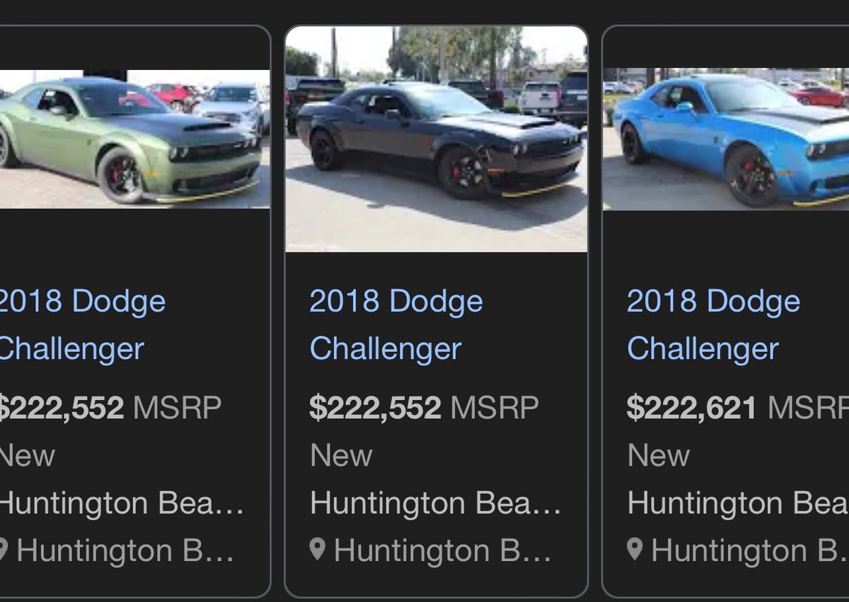 Vintageclash's tweet photo. The fact that @Dodge and CEO Kuniskis had to come in and BAIL OUT #machaik dodge tells you something about the industry.  But check out a GREAT example of @HBChryslerJeep charging over 100k over sticker… double what a 2023 Demon should be… and dodge doesn’t care… shit rolls down hill… keep in mind, most people screwed on Demon pricing had SIGNED contracts for MSRP pricing… Dealers said nahhh… If dodge cared they’d have a solution