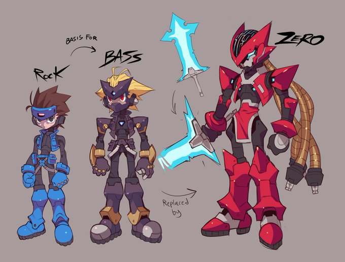 Calling this lil design project Rockman Alternative because it sounds badass, here's Bass and his replacement, Zero 