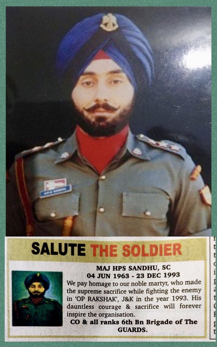 30yrs ago he defended we all with dauntless courage, gave his Ultimate Sacrifice while serving the Nation.

Join me for paying Homage on his Balidan Diwas,

MAJOR HPS SANDHU
SHAURYA CHAKRA
1 RR/6 GUARDS

Immortalized himself on Dec 23,1993 during #OpRakshak in J&K
#KnowYourHeroes