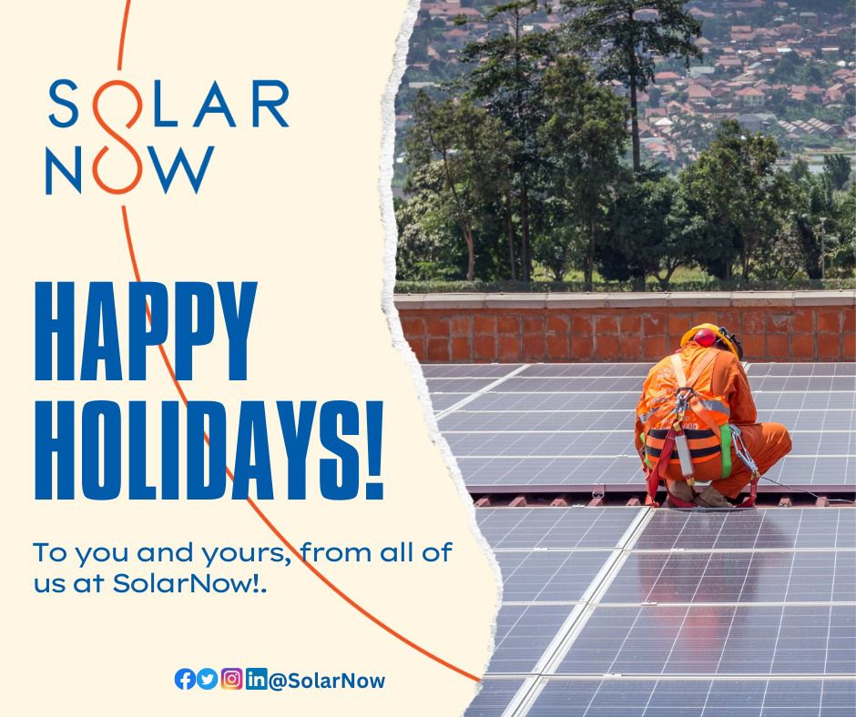 As the year wraps up, we send heartfelt wishes to our valued stakeholders. Your trust lights our path, just like the sun powers our solar solutions. May the holidays bring joy, peace, and a bright start to a sustainable new year. Happy holidays from SolarNow! #PowerUnlimited'