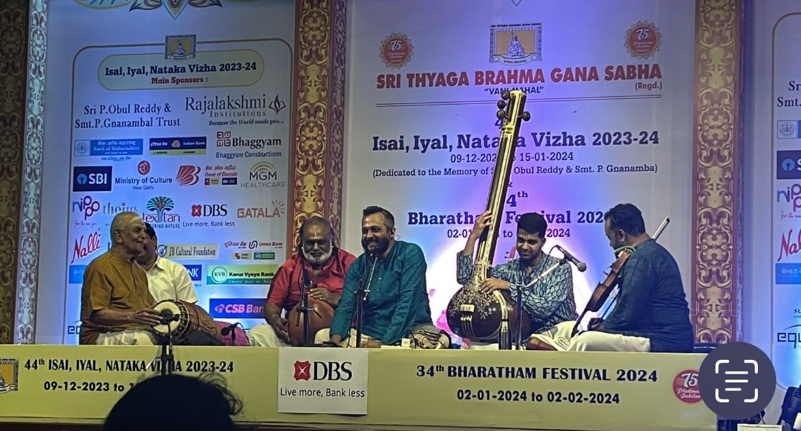 Enjoyed my concert in the December Season 2023 Music Festival at Vani Mahal, Chennai along with the young and energetic @sandeepnmusic, H N Bhaskar and @ghatamkarthick #December2023 #chennai #concerts