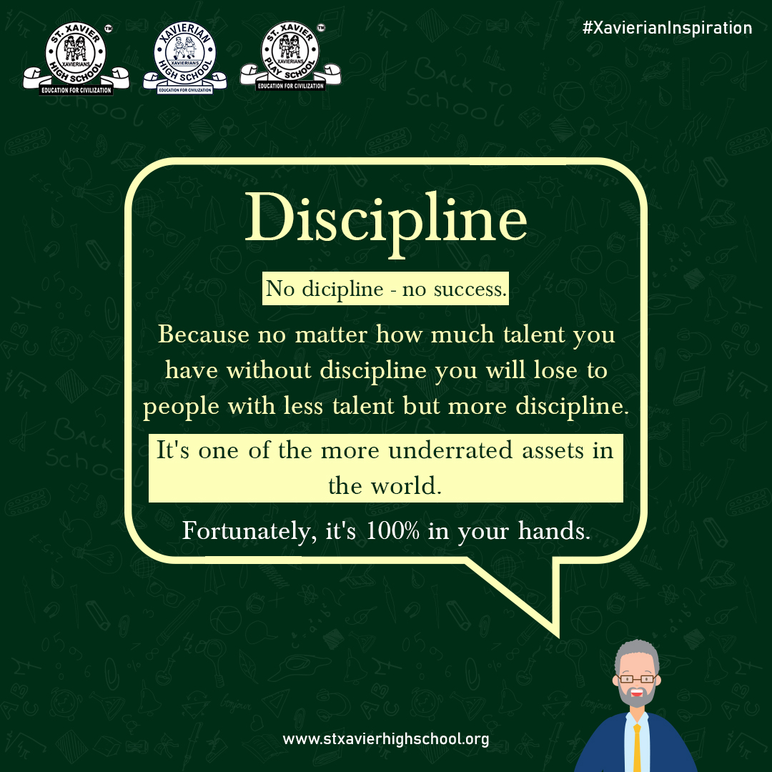 Discipline is the powerful key that unlocks the door to success...👈  
.
.
.
#XavierianGroupofSchools #XavierianHighSchool #STXavierHighSchool #STXavierPlaySchool #disciplineiskey #disciplined #keytosuccess🔑 #SuccessfullFuture #successfullife