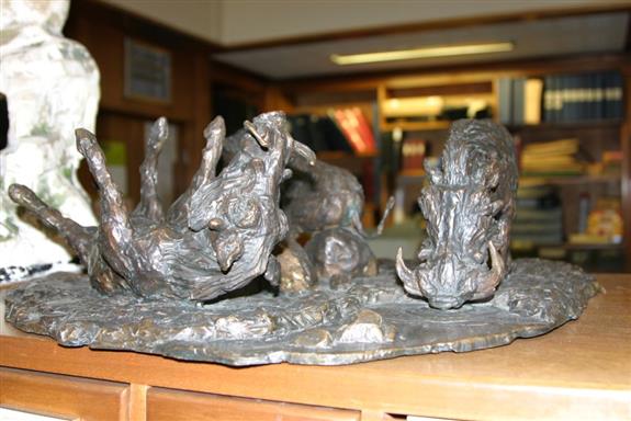 #SculptureSaturday and celebrating our 4th day of #Hogmas with 'Wallowing warthogs' by William Timym, a favourite #sculpture among ZSL's #Library and #Archives Team.