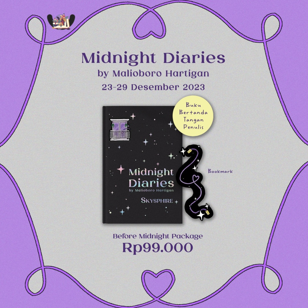 linibuku's tweet photo. Pre Order novel MIDNIGHT DIARIES karya @skysphire sudah dibuka. Bisa langsung checkout Linibuku ya 😍🥰

Link tergercep disini, ya 😍👇
📙 https://t.co/DkmMyWQSyD
📗 https://t.co/LTau47QTL4

Bisa COD, FREE ONGKIR, bisa REQUEST tanggal kirim dan bisa pengiriman luar negeri juga ^^ https://t.co/ZHdULrRID6