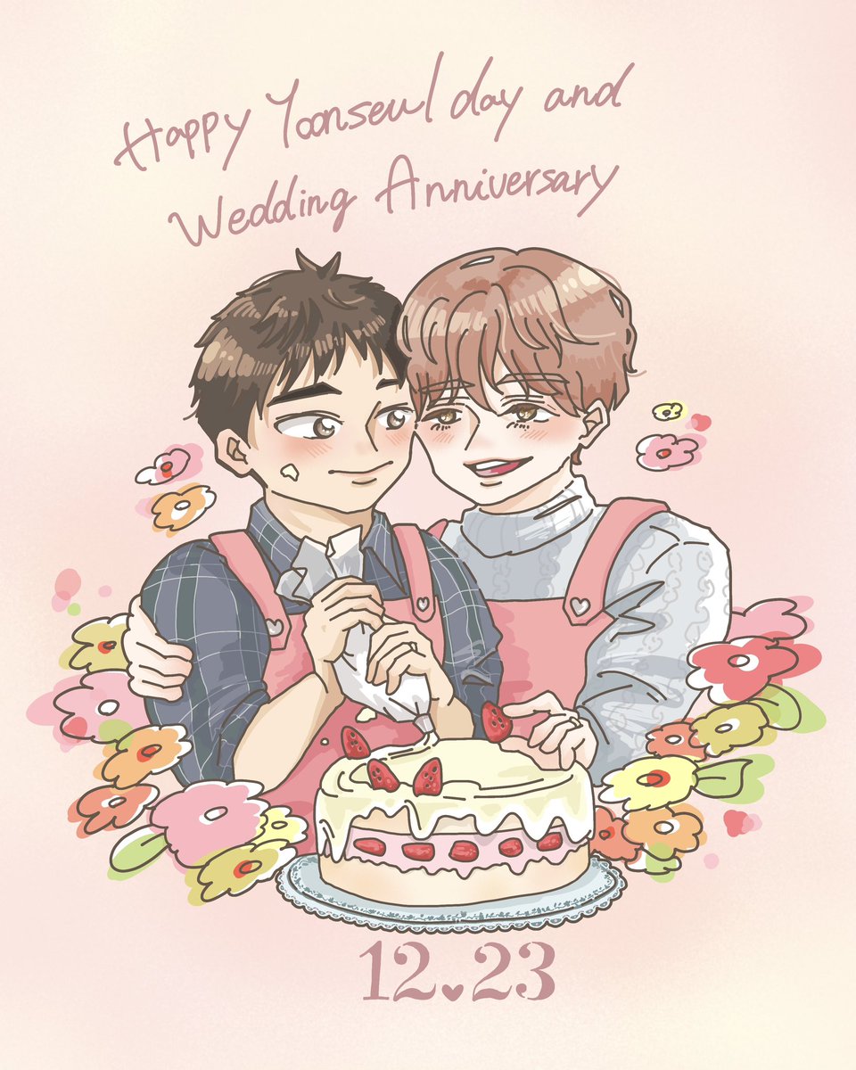 tk_teru31237877's tweet photo. 💛Happy Anniversary 12.23💛
💐서윤슬 생일축하💐
💐결혼기념일축하해요 💐🥰
一緒にケーキを作っているジュンとユンジュを描きました🎂大好きな2人、一生幸せでいてください♡♡
@cho__vom 💖✏️
#TheThirdEnding #세번째결말 https://t.co/tqHlmklxiE