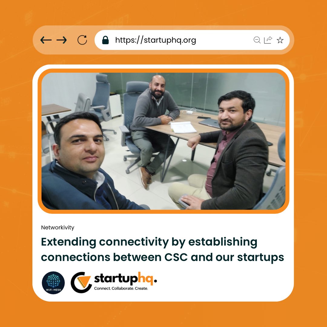 StartupHQApp's tweet photo. Networkivity (an Up to Speed Programme startup) met with CSC management to discuss how to enhance Internet connectivity within their headquarters while also allowing improved access controls and a captive portal for client and employee authentication scenarios. https://t.co/lnRcBaTiy1