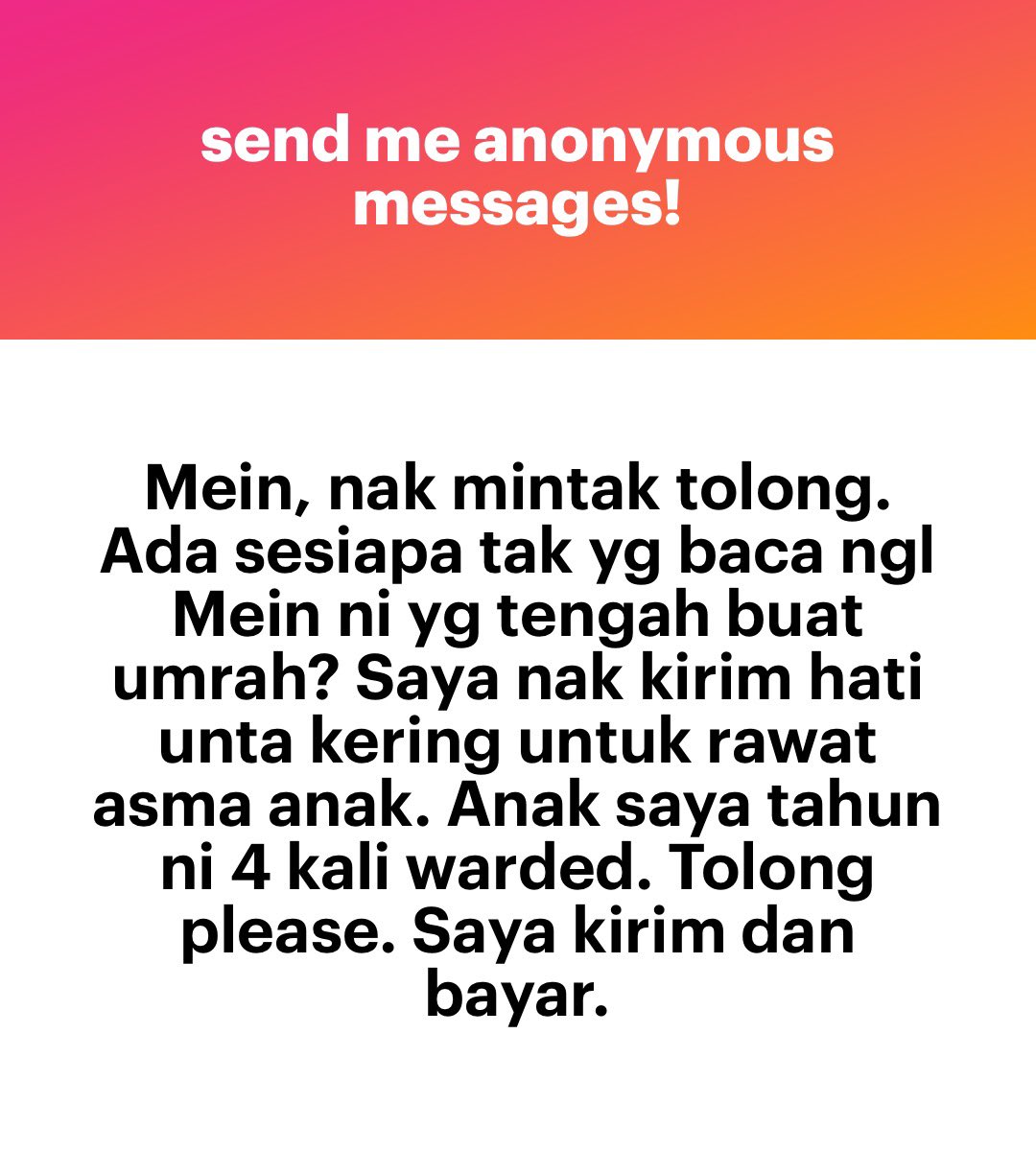 meinmokhtar's tweet photo. Ada yang tengah buat umrah? Nak kirim hati unta kering. https://t.co/1x3QxKKNPB
