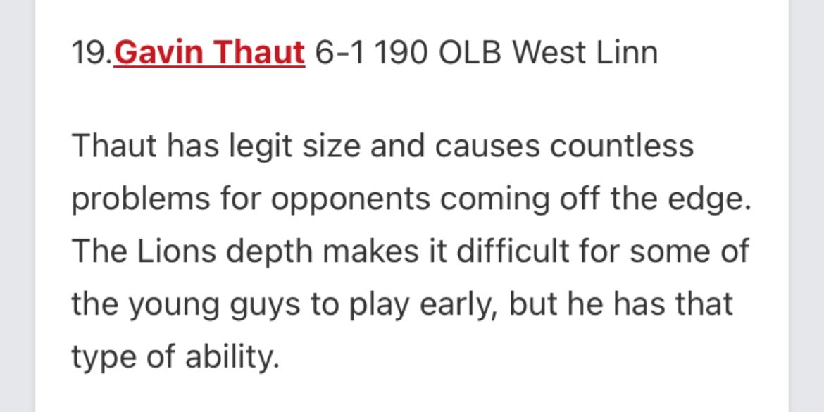 Thank you <a href="/PrepRedzoneOR/">Prep Redzone Oregon</a> for the ranking. 19 overall, top 5 LB, top 3 OLB.