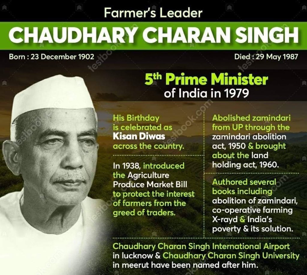 किसान मसीहा भारत के पूर्व प्रधानंमत्री 
चौधरी चरण सिंह जी की जयंती पर उन्हें कोटिश: नमन।🙏
#kisandivas #Chaudhary_Charan_Singh ❤️👳