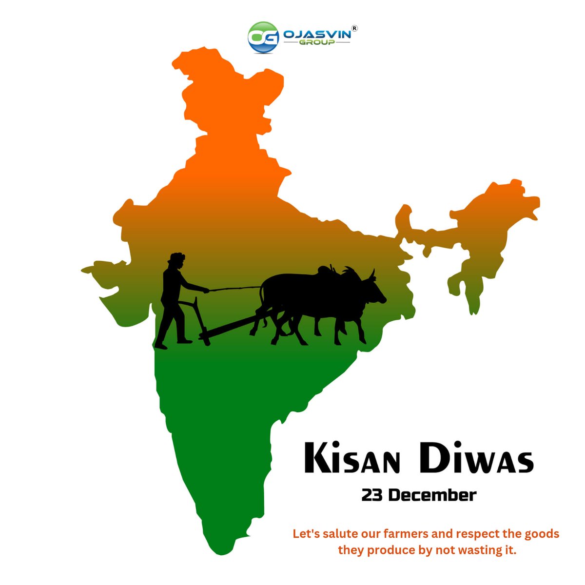 GroupOjasvin's tweet photo. On Kisan Diwas, let's acknowledge the silent warriors of our fields. Their dedication cultivates prosperity. 
#ojasvingroup #KisanDiwas2023 #farmersday2023 #farmer #FarmersDay https://t.co/KgJimvyyih