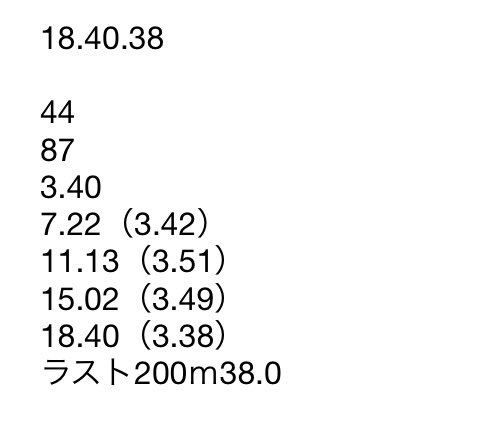 iitaihoudai2001's tweet photo. #世田谷記録会
5000ｍ1組27着
18.40.38＝今季ワースト

完全に調整不足でアップの段階で欠場を考えるほど。案の定3分40でも余裕はなく、19分台を覚悟。3000ｍを余裕を持って通過するプランに切り替え、早めに90〜92までペースを落としたところ多少はマシなタイムに収まった。
#METASPEEDLD #Runmetrix https://t.co/5eOZYWRmFw