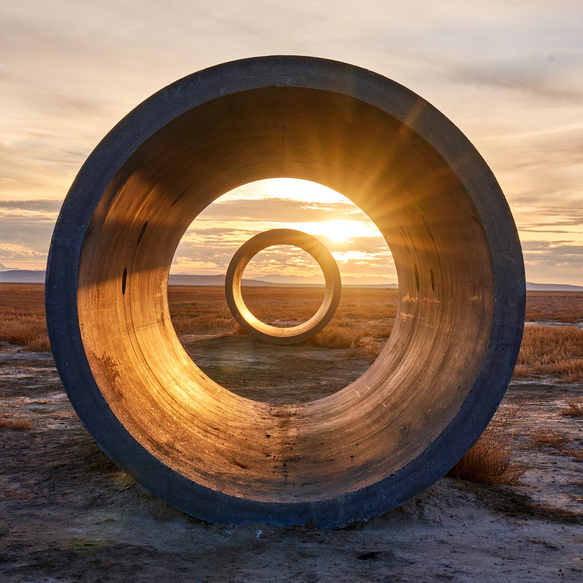 Winter solstice at the Sun Tunnels in Utah, missed it by that 🤏 much.