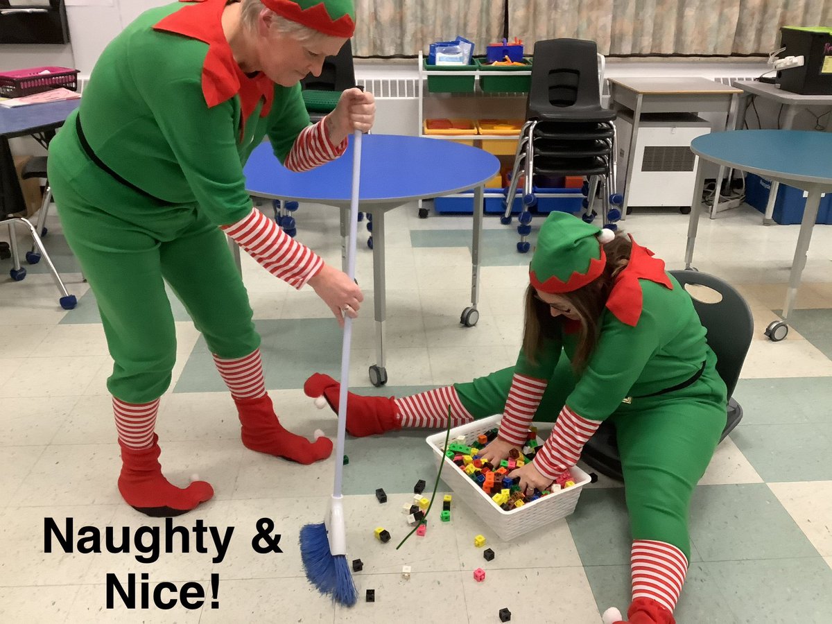 Day 15 of Caption This! winner is Miss McCallum &amp; Mrs. Beselaere's FDK class - can you guess which one of us is naughty and which one of us is nice 😉