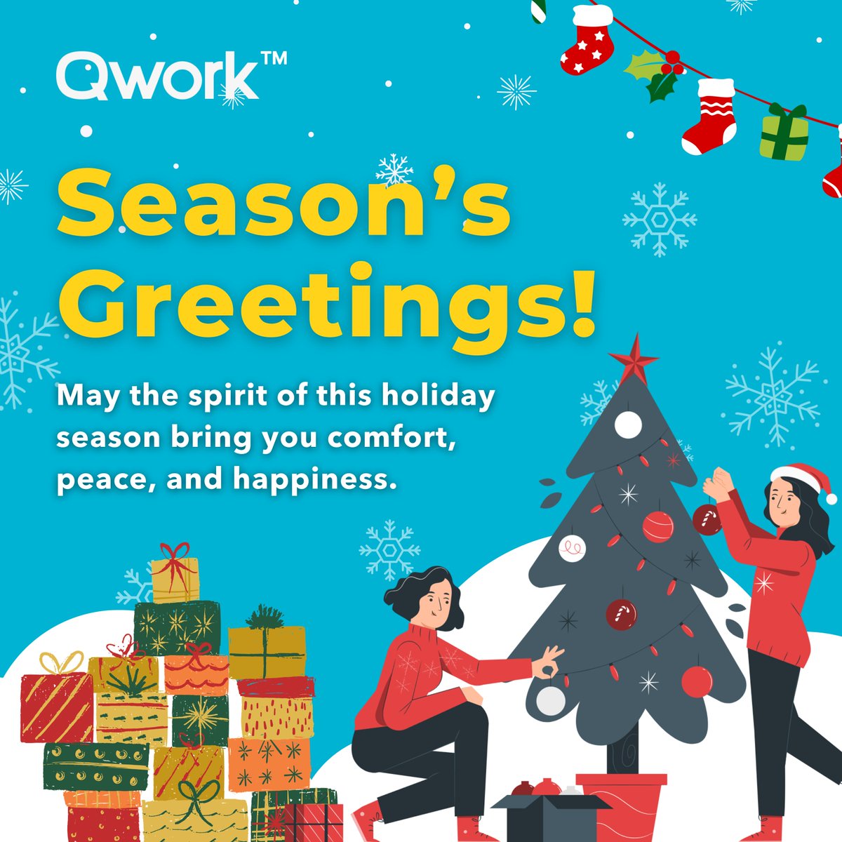 QworkMy's tweet photo. Happy Holiday to everyone in our gig community! 🎄⛄️ It's a perfect time to gather with your family, take time off and celebrate all your great work this year.

#merrychristmas #christmas #Xmas #Qwork #happyholidays #futureofwork #seasongreetings #happyholidays https://t.co/CVf4bP5UlC