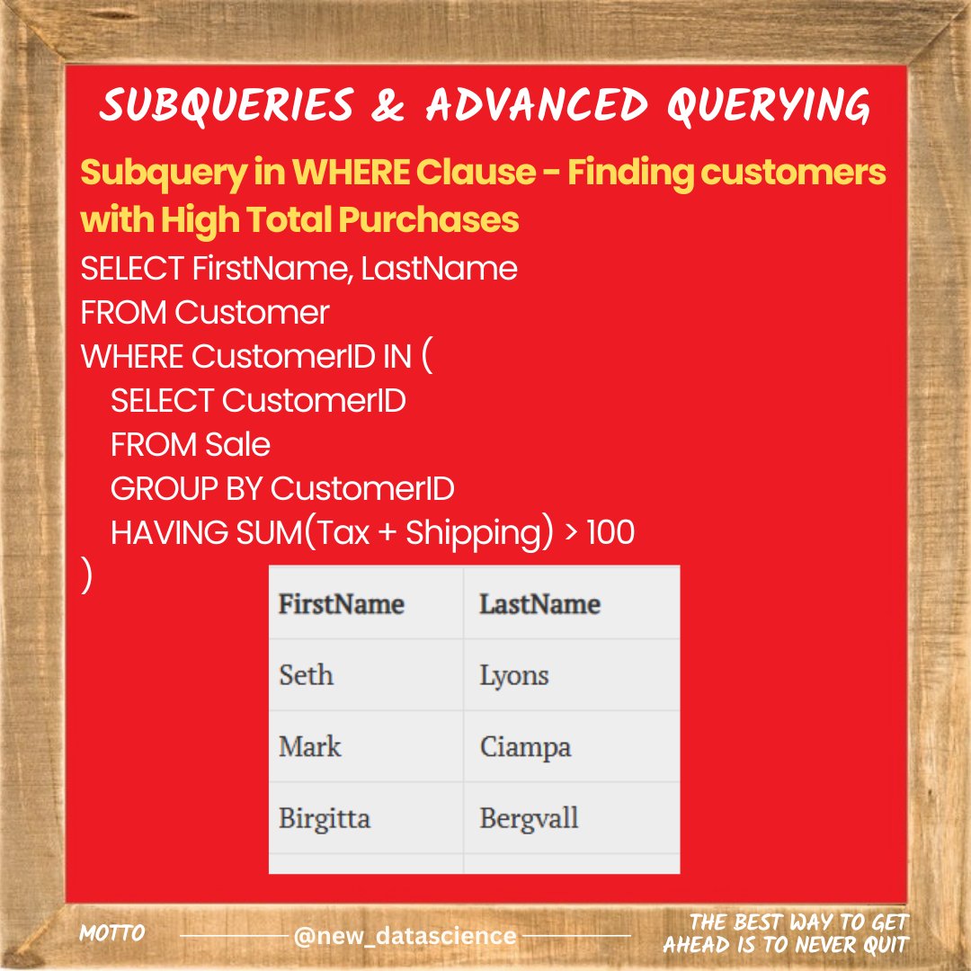 newdatadiary's tweet image. Follow @new_datascience for everyday learning! #SQL #Dataanalytics #Datascience #database #python #math #machinelearning