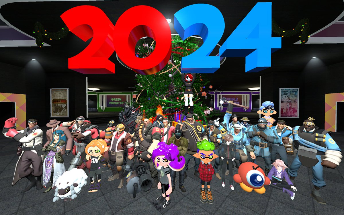 R1999Alister's tweet photo. Awesome mix it up characters in Christmas and New Year celebration gathering 😊🎉🎊🎄🎆🎇
#TF2 #Splatoons #ZeldaHyruleWarriorQueenHilda #FGOAstolfo #PokemonWooloo #SuperMarioShygal #SkyrimDaedricArmor #GmodFanart

(Artist by High-Pie-Chop on https://t.co/hQqxV1FFZp) https://t.co/0XBQ4FiFWN
