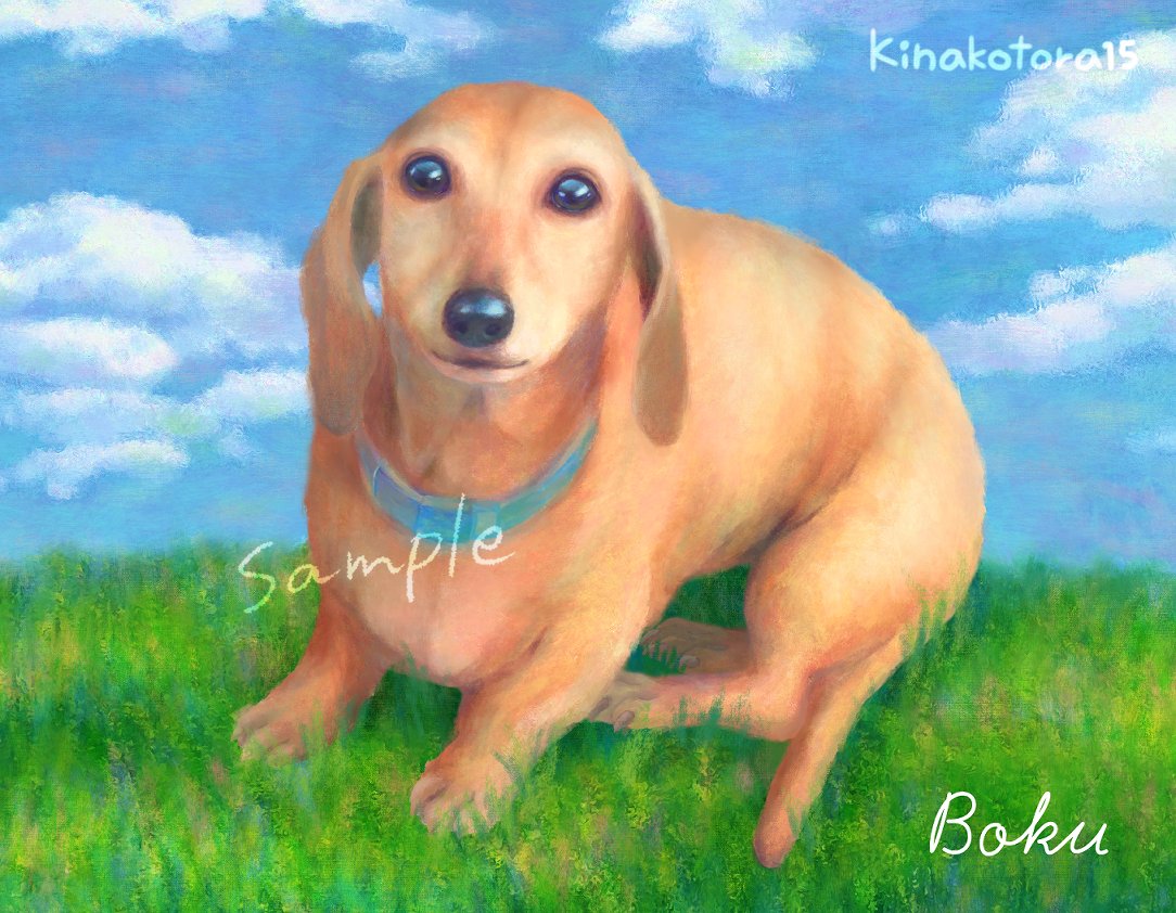 ご依頼で描いたわんちゃん2枚目🐶
今度は全身🐕 
ありがとうございます🥳

#犬の似顔絵
#ミニチュアダックスフンド