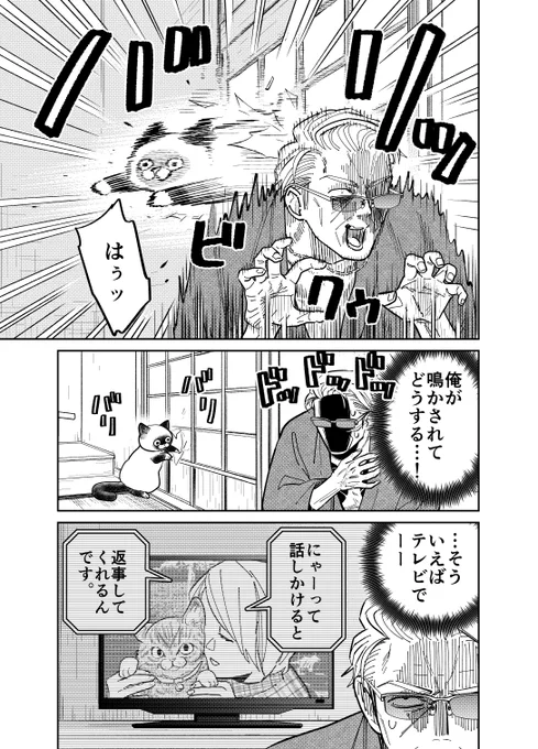 家に来る野良猫の鳴き声が気になる元極道の話。  (3/4)  #漫画が読めるハッシュタグ