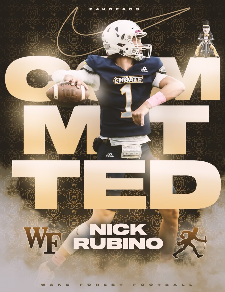 Excited to announce my commitment to Wake Forest! Thank you @CoachR_Wake for the opportunity! This would not be possible without @CRHFootball, @coach_spinnato, @BR_Ostie, @M2_QBacademy, @floridafireFB and @RansomFootball! #GoDeacs 🎩 @WakeFB @WF_FBRecruiting @CoachClawson