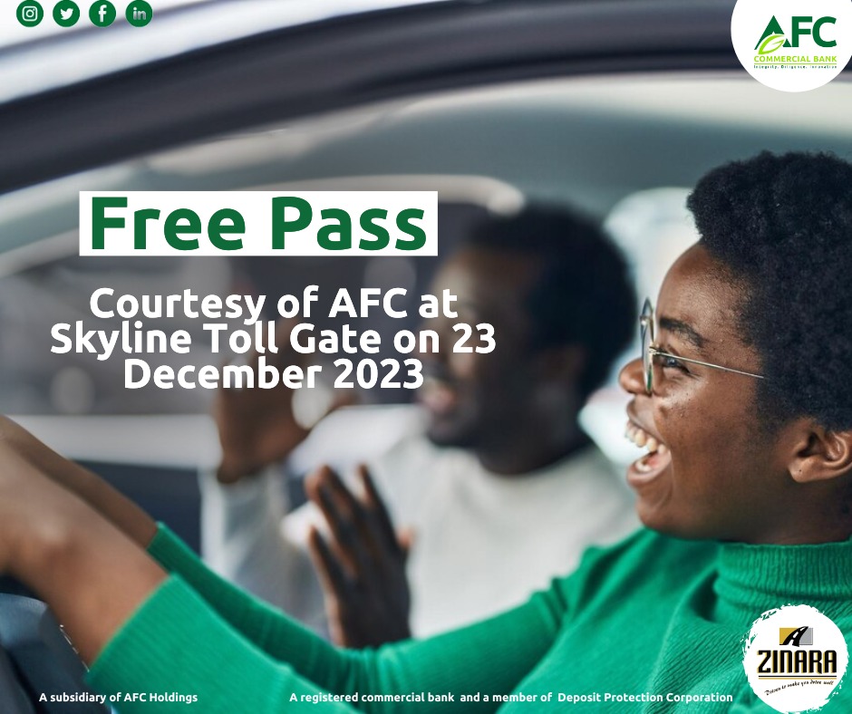 zinaraZW's tweet photo. Festive is a time of generosity and gratitude!

Businesses are using the happy hour promotion platform to show their customers how much they value them.

Get your share of the love from @AfcHoldings  when you drive through our Skyline tollgate today.

#happyholidays
#safetravels https://t.co/ngP8YnRIwI