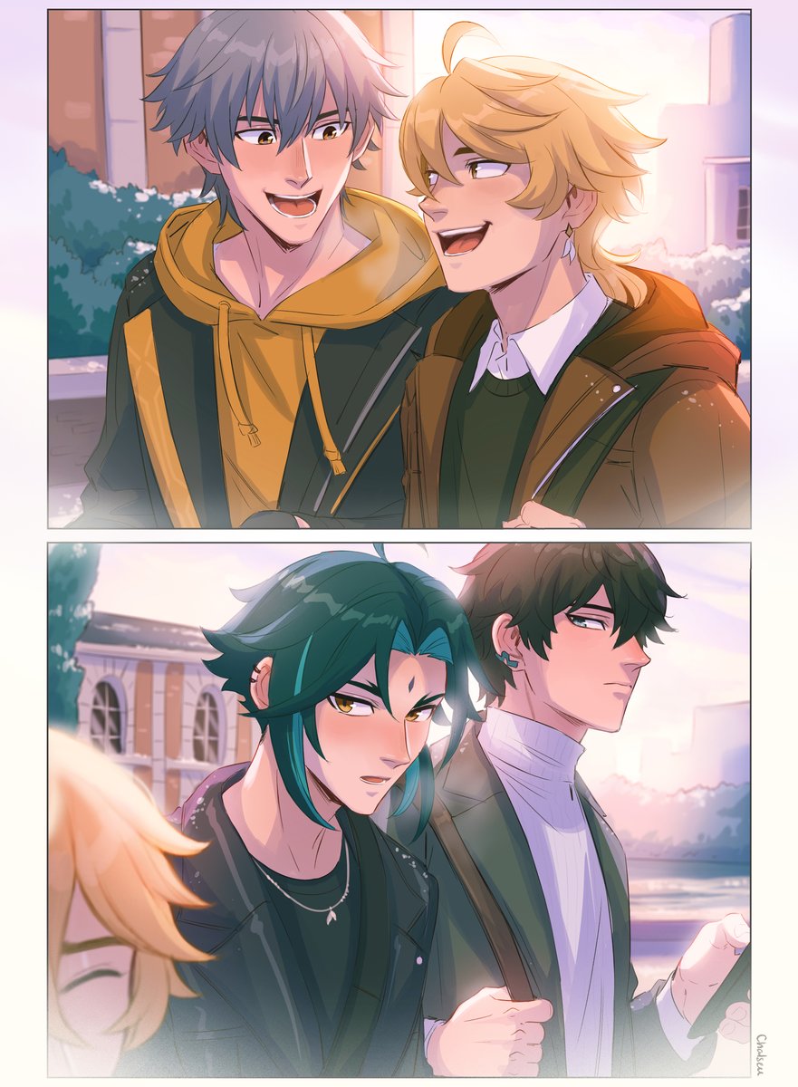 Chalseu_D's tweet photo. Anemo boys and their totally not obvious crushes 🍃☀️     #Genshinlmpact #HonkaiStarRail https://t.co/AWg01jkOoK