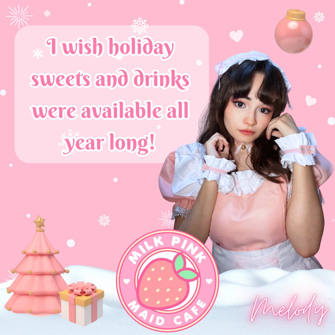 MilkPinkCafe's tweet photo. Winter is the perfect time to snuggle up with a warm drink and sit by the fire! ☕️

What does Maid Melody want this season? She wishes holiday sweets &amp; drinks were available all year long! 🍬

We're definitely going to miss the peppermint and pumpkin spice sweets too Melody! 😋 https://t.co/0QpHIFreRd