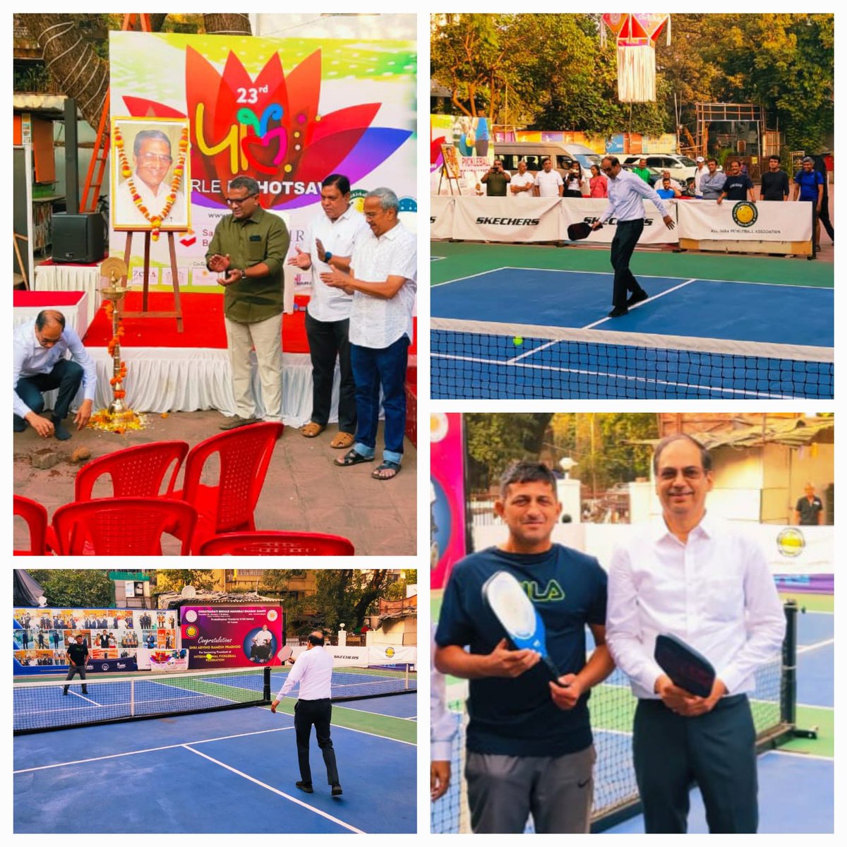 Inaugurated the Pickle ball tournament at the 23rd #ParleMahotsav ... 
And had a game with senior Tennis player Shri Nitin Kirtane who represented #Bharat at Davis Cup,and now is dedicated #pickleball Player.
Thanks to Arvind Prabhu for support.
<a href="/parlemahotsav/">Parle Mahotsav</a> 
<a href="/PickleballIndia/">Pickleball India</a>