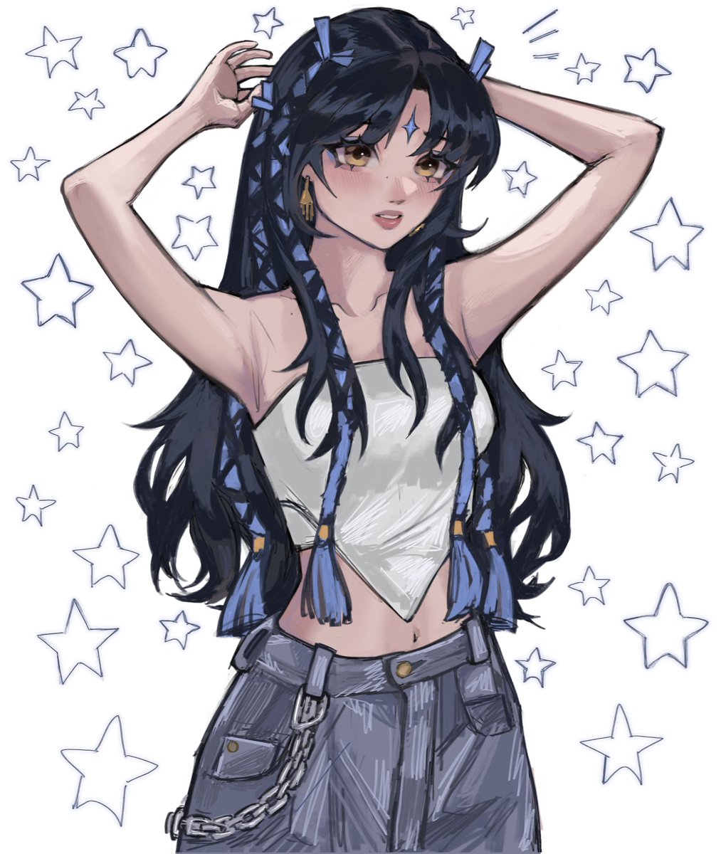 suirenzn's tweet photo. meet my new oc, nara !!  💙💙
still need to make a reference sheet for her but this is what I have so far c: https://t.co/NHGWhpOO28