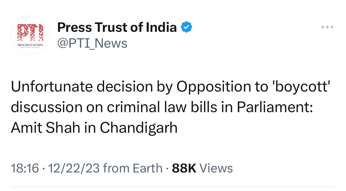 Boycott? A total of 141 INDIA MPs were SUSPENDED by the Modi Govt. Which means they’re not even allowed to enter the Parliament to discuss. They did not “boycott”. As always, @AmitShah lying & misleading with no shame.