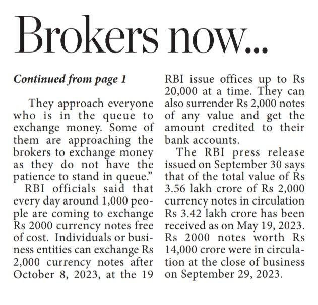 Brokers are exchanging Rs 2000 note for around Rs 300 commission. @RBI @FinMinIndia  Isn't this an illegal activity ? Even officers at the RBI knew this issue. But they have not been taking any action against them @TelanganaDGP @CPHydCity #illegalactivity #money #Rs2000note #RBI