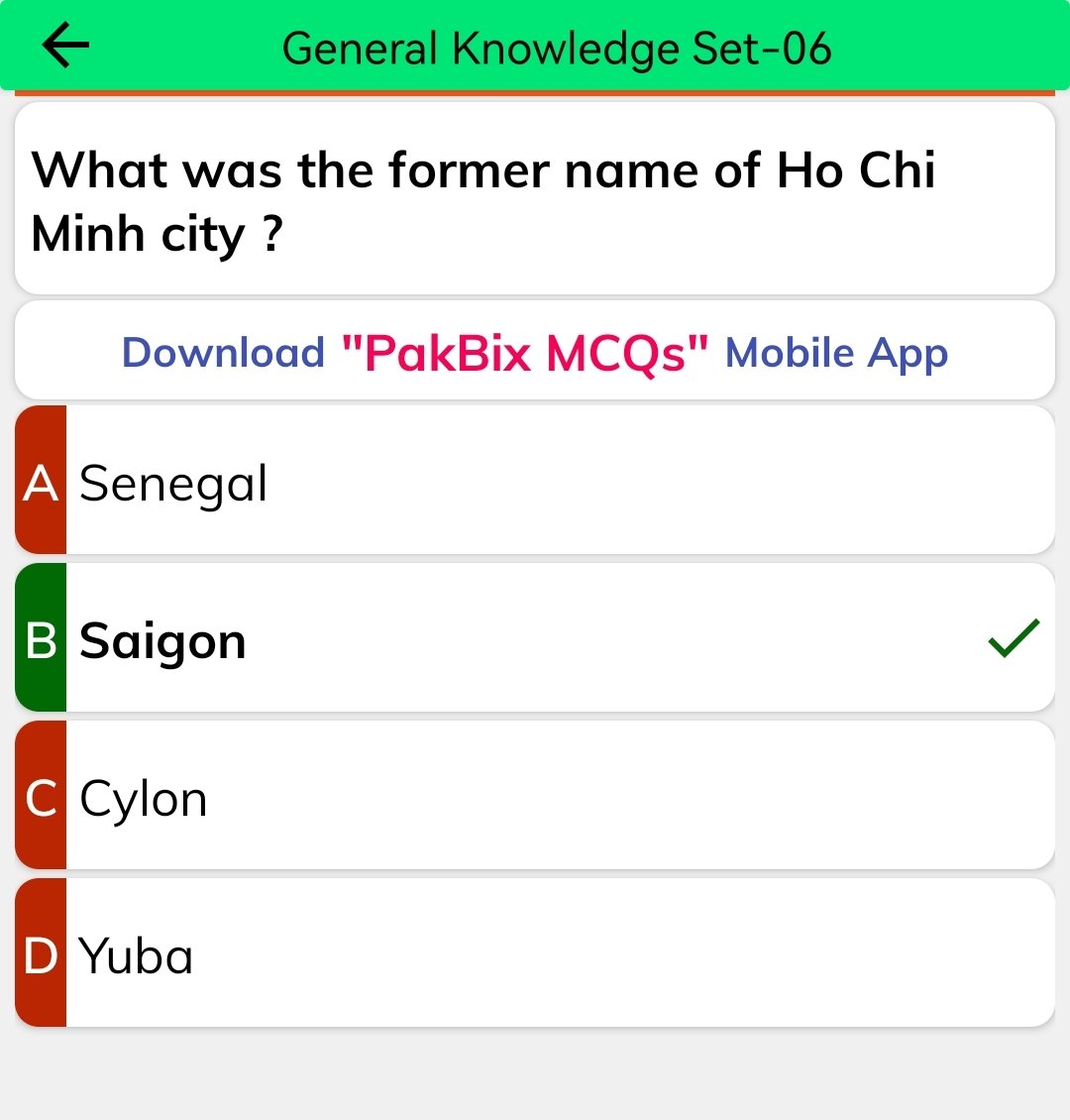 McqsGeneral's tweet photo. Download "PakBix MCQs" app for more MCQs. 
App Download Link:
https://t.co/Wah6LzgqNN
یہ ایک اینڈرائیڈ ایپلیکیشن ہے۔ اس ایپ کا نام "پاک بکس ایم سی کیوز" ہے۔ اس ایپ میں تمام مضامین کے تین لاکھ سے زائد حل شدہ ایم سی کیوز شامل ہیں۔
WhatsApp: 03164219644 https://t.co/Oyj2lFtzSd