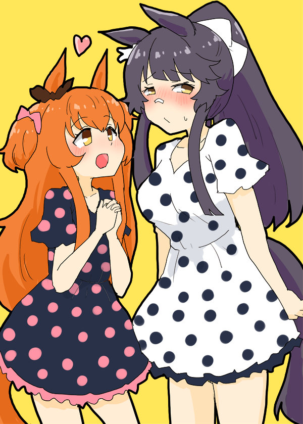 mayano top gun (umamusume) ,narita brian (umamusume) multiple girls horse ears 2girls animal ears tail horse tail dress  illustration images