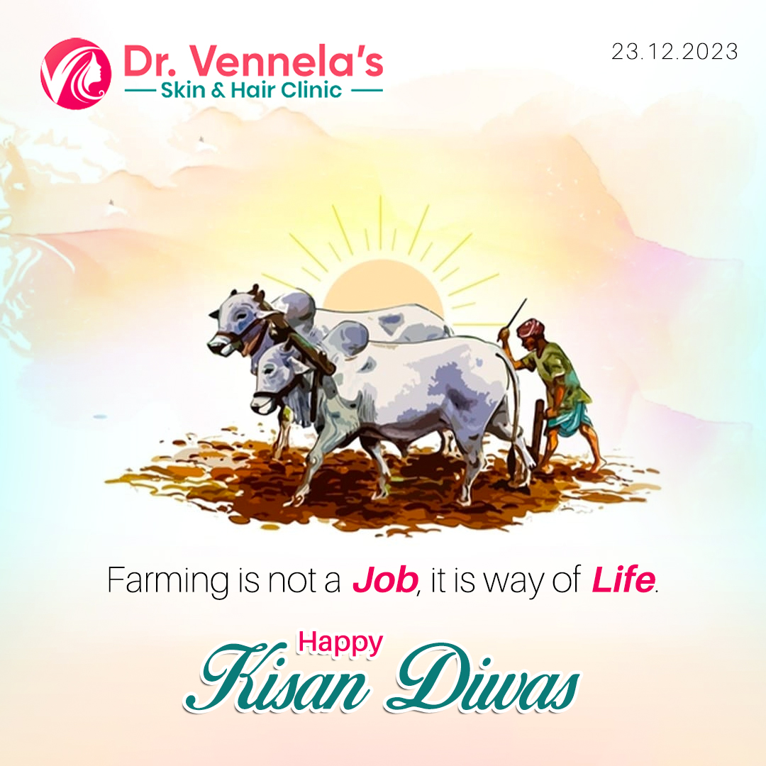 We express gratitude to the backbone of our nation, our farmers. Their hard work and dedication ensure food security for all. Saluting the real heroes! #KisanDiwas #FarmersDay
#DrVennelas #DrVennelasSkinClinic #FarmersDay🌿#GratitudeToFarmers #Farmers #FarmersRights #AgriHeroes