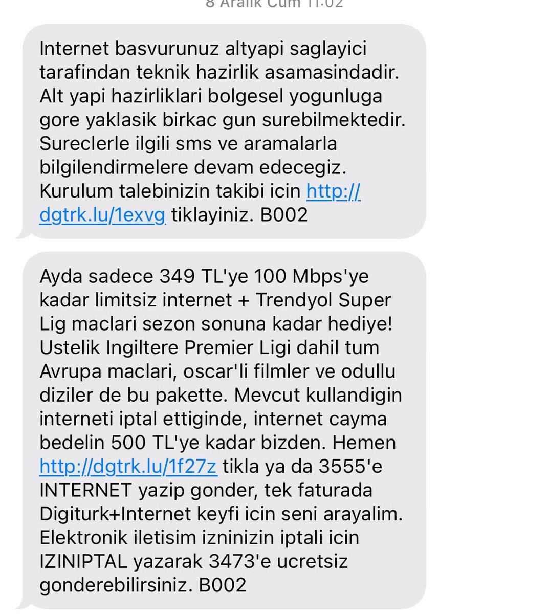 Sakın digitürk internete başvurmayın. Yalan söylüyorlar. Sezon sonuna kadar süper lig maçları hediye demelerine rağmen maçları izleyemiyoruz <a href="/Digiturk/">Digiturk</a> <a href="/DigiturkDestek/">Digiturk Destek</a> <a href="/BTKgovtr/">BTK</a>