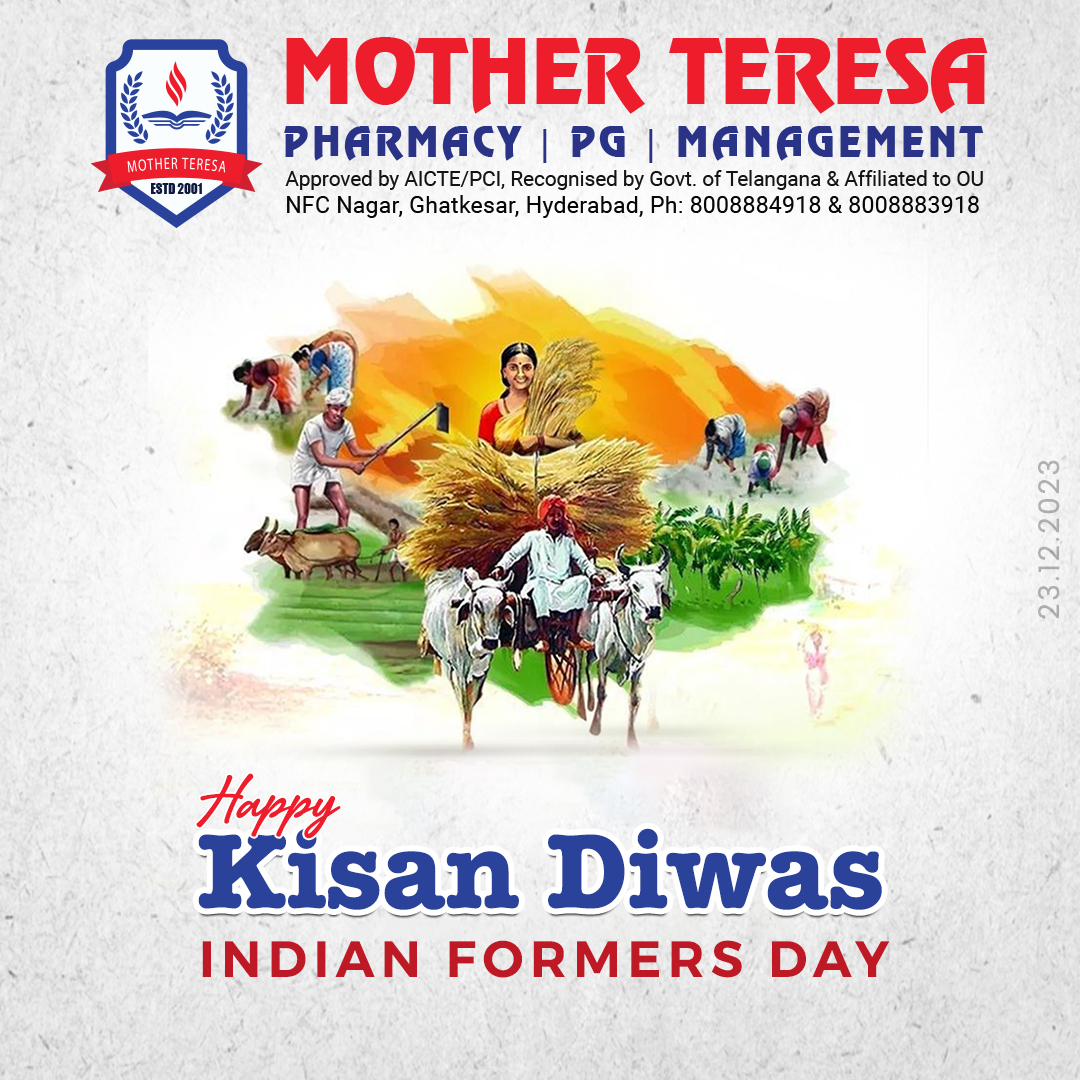 We shall be really proud to be born in a nation where agriculture is the soul. Happy Farmer’s Day

#MotherTeresaCollege #KisanDiwas #FarmersDay🌿#GratitudeToFarmers #Farmers #FarmersRights #HappyFarmersDay #AgriHeroes #SupportFarmers #FarmersLife #FeedingTheNation #FarmersFirst